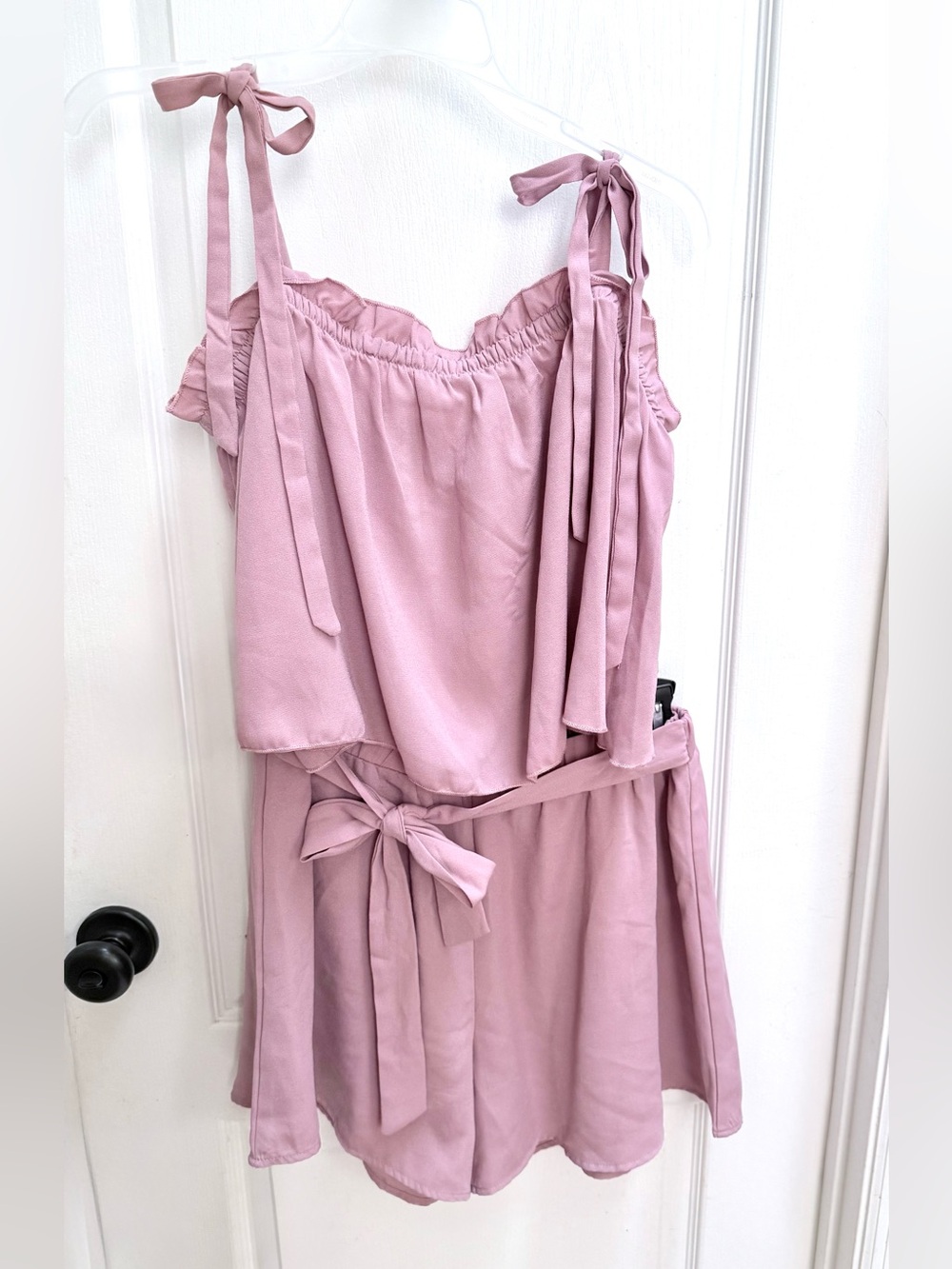 2 for $15 Dusty Rose Tie-Shoulder Lounge Dress with Waist Sash
